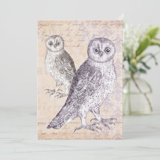 Barn Owls verjaardagsfeestje uitnodiging (Staand voorkant)