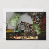 *~* Barn Pumpkins Spooky Ghost HALLOWEEN CARD (Voorkant)