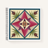Barn Quilt Block Notebook in Pinks and Purples Notitieboek (Voorkant)