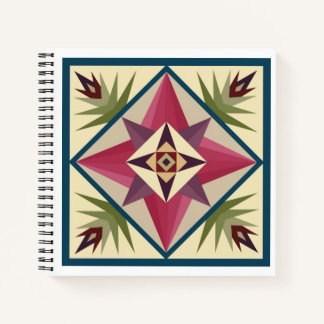 Barn Quilt Block Notebook in Pinks and Purples Notitieboek