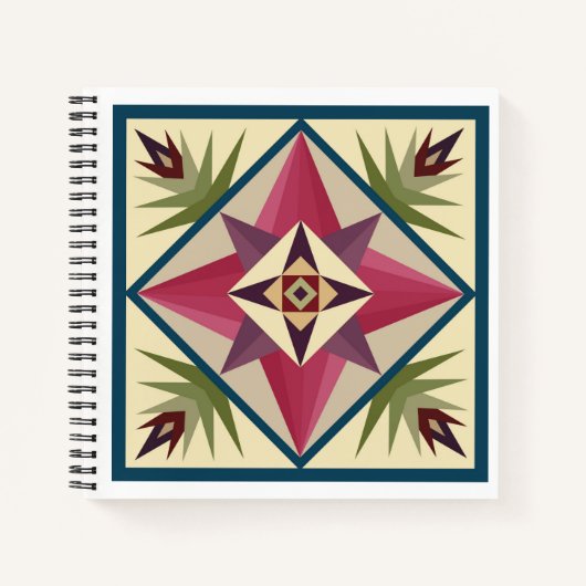 Barn Quilt Block Notebook in Pinks and Purples Notitieboek (Voorkant)