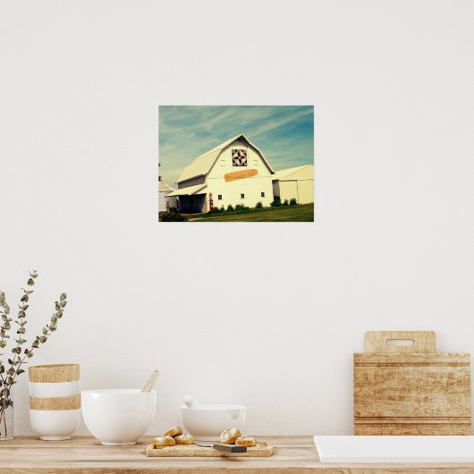 Barn Quilt en Corn Faux  Poster (Keuken)