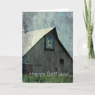 Barn Quilt Grunge, Birthday Kaart