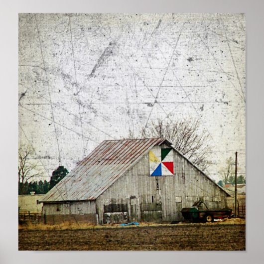 Barn Quilt Grunge Poster (Voorkant)