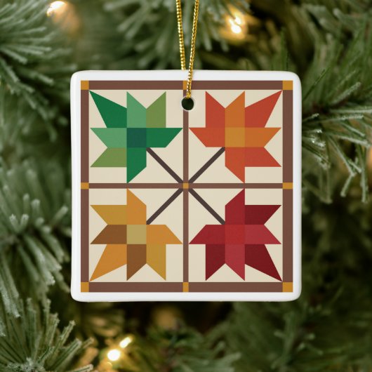 Barn Quilt Maple Leaf Ornament (Boom)