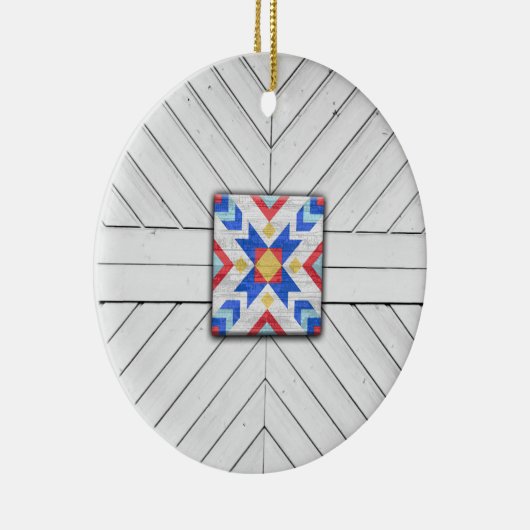 Barn Quilt Star 6 Keramisch Ornament (Rechts)
