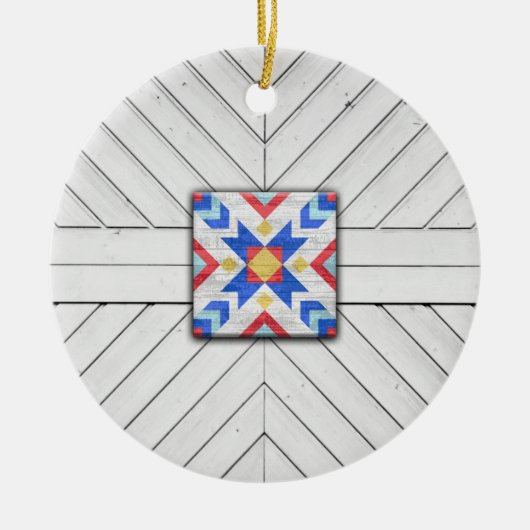 Barn Quilt Star 6 Keramisch Ornament (Voorkant)