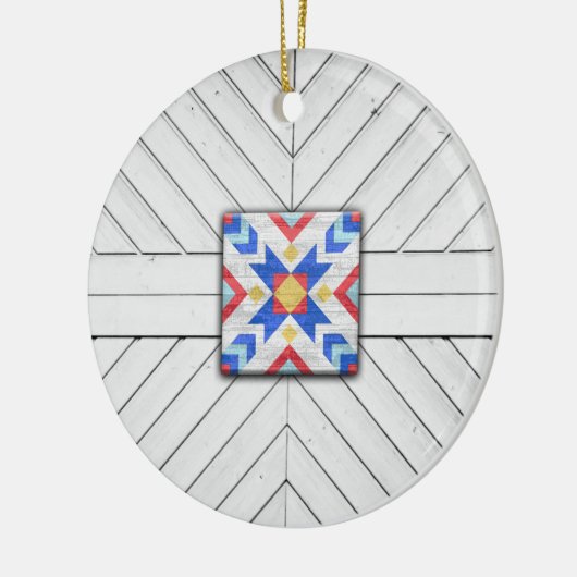 Barn Quilt Star 6 Keramisch Ornament (Links)
