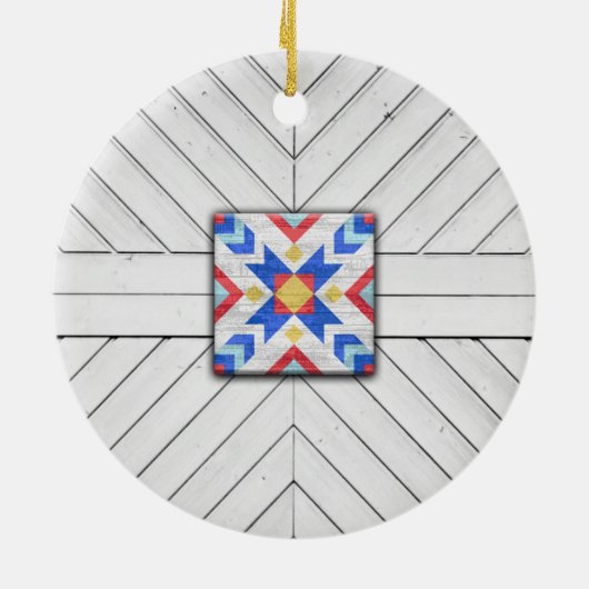 Barn Quilt Star 6 Keramisch Ornament (Achterkant)