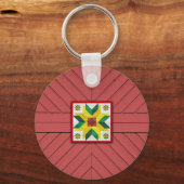 Barn Quilt Star 8 Sleutelhanger (Voorkant)