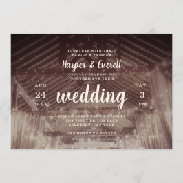 Barn Rafters met String Lights Rustic Wedding Kaart