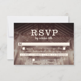 Barn Rafters met String Lights Rustic Wedding RSVP Kaartje