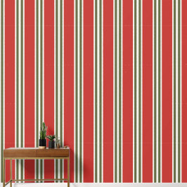 Barn Red & Army Green Double Rugby Stripe  Behang