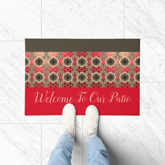Barn Red Burgundy en Coral Deurmat (Binnen)