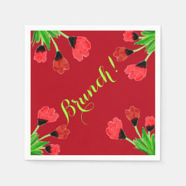 Barn red floral designer servetten