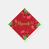 Barn red floral designer servetten (Hoek)