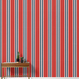 Barn Red & Navy Double Rugby Stripe  Behang