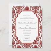 Barn Red Weddings Damask Pattern Sjabloon Kaart (Voorkant)