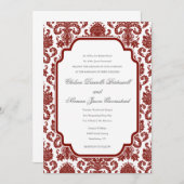 Barn Red Weddings Damask Pattern Sjabloon Kaart (Voorkant / Achterkant)