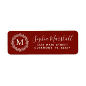 Barn Red White Monogram Return Label (Voorkant)