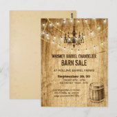 Barn Sale-postkaart w chandelier, whiskey-vat Briefkaart (Voorkant / Achterkant)
