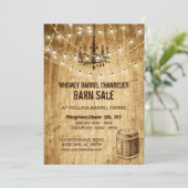 Barn Sale-uitnodiging met kroonluchter en loop Kaart (Staand voorkant)