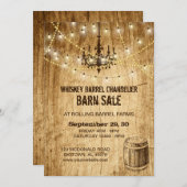 Barn Sale-uitnodiging met kroonluchter en loop Kaart (Voorkant / Achterkant)