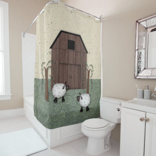 Barn Sheep Shower Curtain Douchegordijn (In situ)