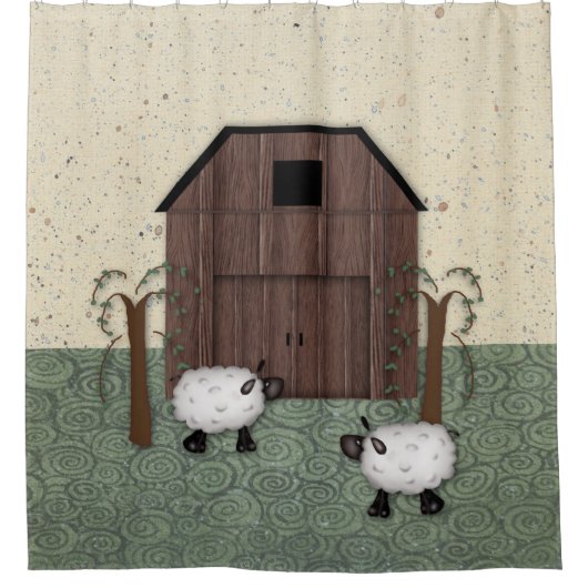 Barn Sheep Shower Curtain Douchegordijn (Voorkant)