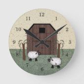 Barn Sheep Wall Clock Ronde Klok (Voorkant)
