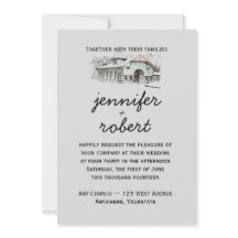 Barn Sketch Country Wedding Invitation