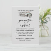 Barn Sketch Country Wedding Invitation Kaart (Staand voorkant)