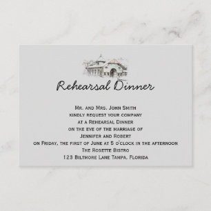 Barn Sketch Country Wedding Rehearsal Kaart