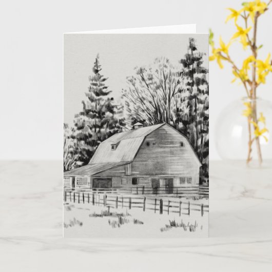 Barn Sketch I Kaart (Gele Bloem)