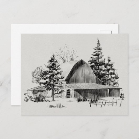 Barn Sketch II op afstand Briefkaart (Voorkant / Achterkant)