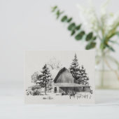Barn Sketch II op afstand Briefkaart (Staand voorkant)