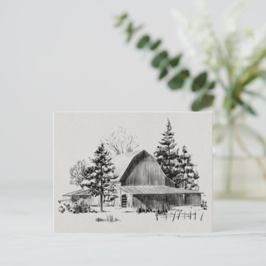 Barn Sketch II op afstand Briefkaart (Staand voorkant)