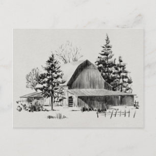 Barn Sketch II op afstand Briefkaart