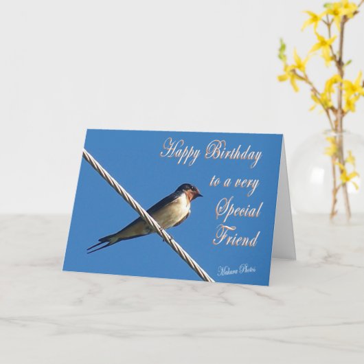 Barn Swallow Birthday Kaart (Gele Bloem)