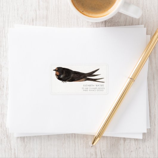 BARN SWALLOW ILLUSTRATION ADRESETIKETTEN ETIKET (Insitu)