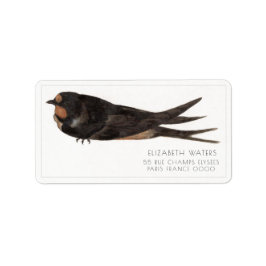 BARN SWALLOW ILLUSTRATION ADRESETIKETTEN ETIKET