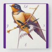 "Barn Swallow" Vierkante Klok (Voorkant)