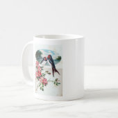 Barn Swallows en Roze Flowers Koffiemok (Voorkant links)