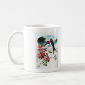 Barn Swallows en Roze Flowers Koffiemok (Links)