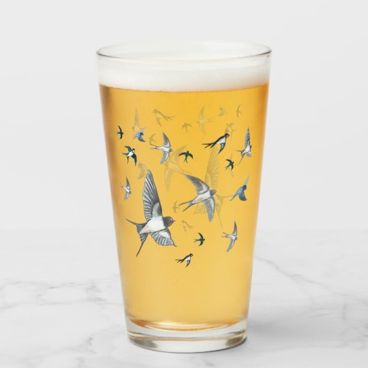 Barn Swallows Freedom Illustration Glas (Voorkant gevuld)