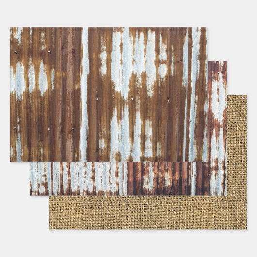 Barn Tin en Burlap Inpakpapier Vel (Set)