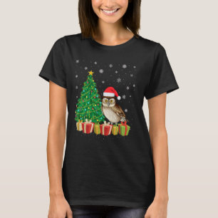 Barn Uil Kerstboom Verlichting Santa Hat Barn Uil  T-shirt