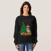 Barn Uil Kerstboom Verlichting Santa Hat Barn Uil Trui (Voorkant volledig)