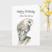 Barn Uil Persoonlijkheid Verjaardag Fun Bird Art Kaart (Gele Bloem)