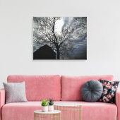 Barn w/Sky & Bare Trees Canvas zwart/wit foto (Insitu (Woonkamer))